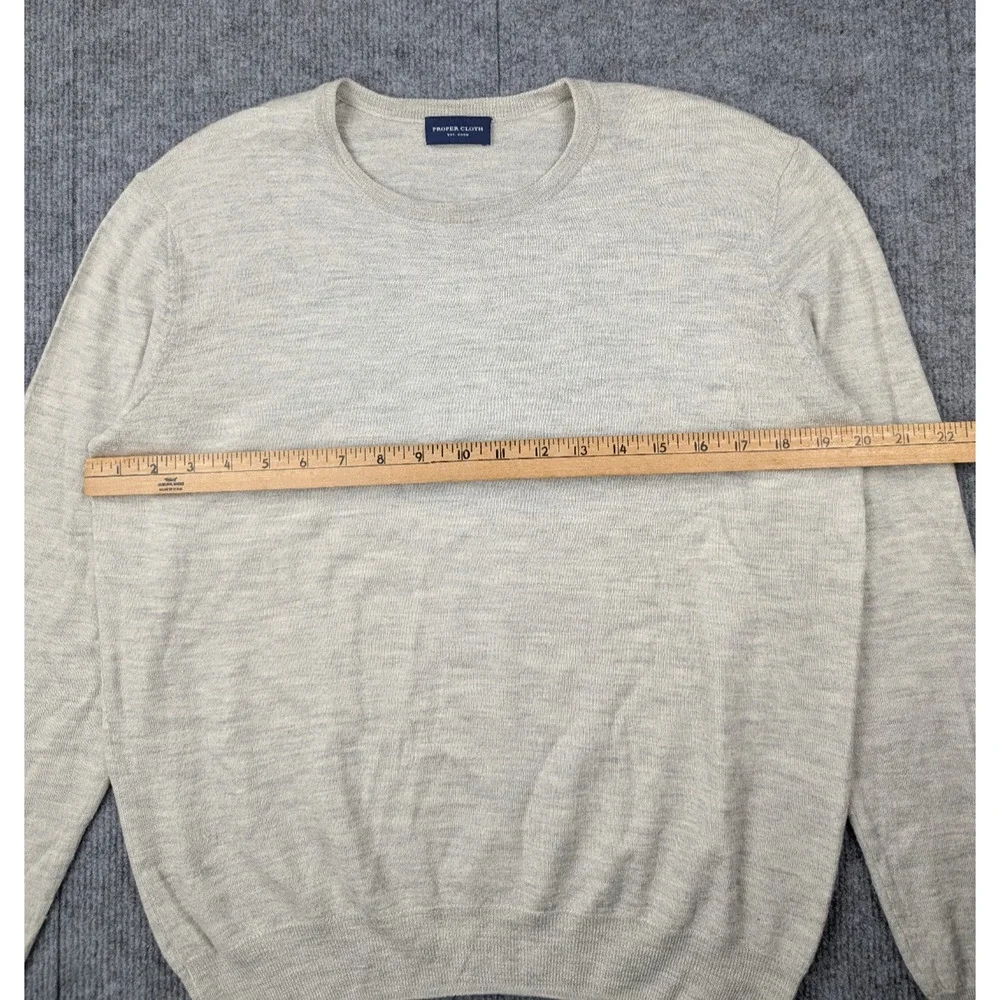 Proper Cloth Sweater Mens Large Silk Merino Wool Quiet Luxury Lightweight Gray